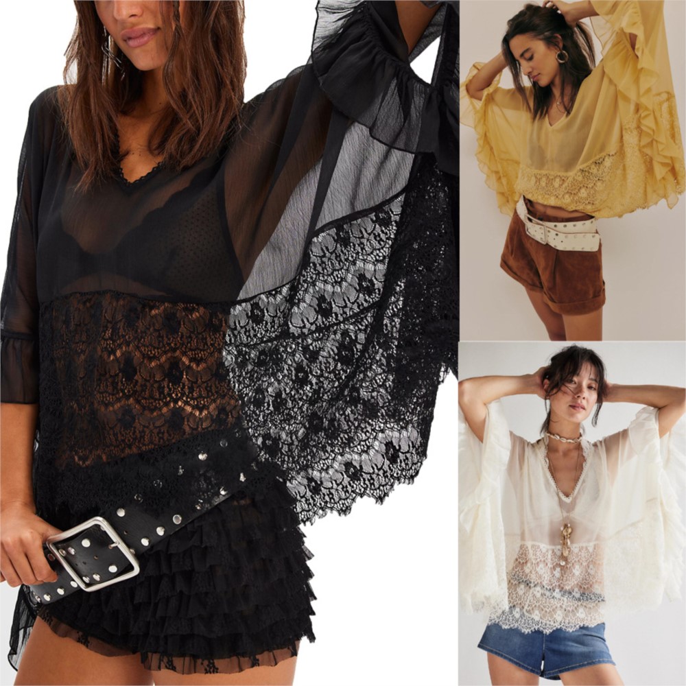 Summer Clothing Holiday - Chemisier ample pour femme à manches