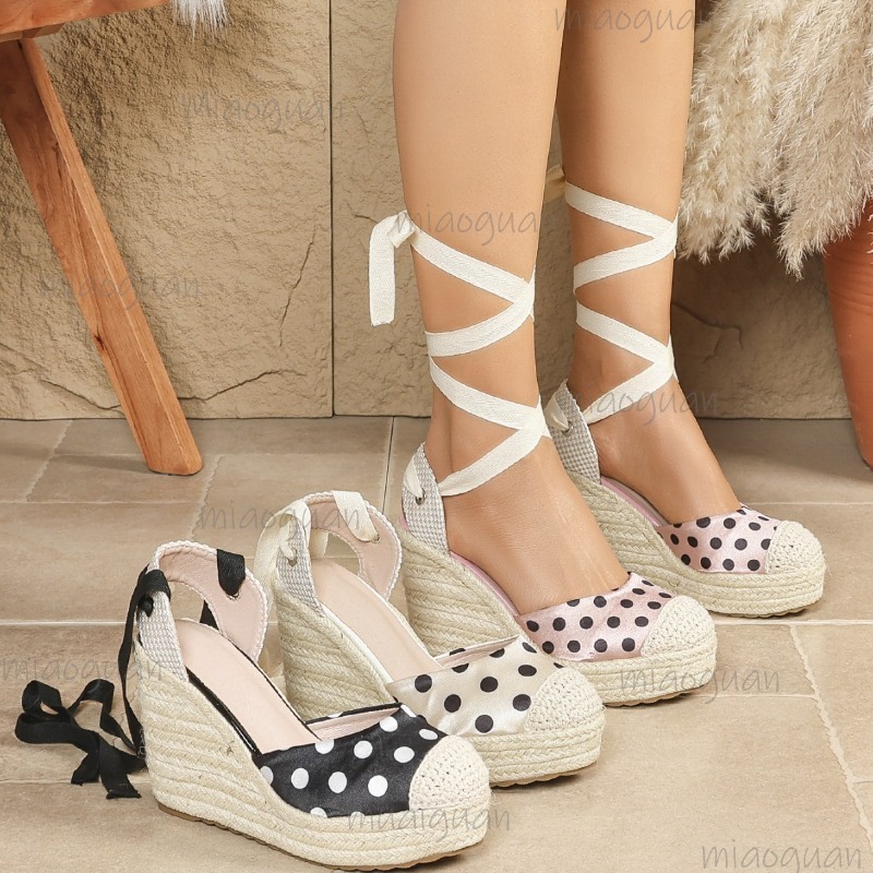 Espadrille Sandal Women - Nouvelles sandales compensées à pois pour