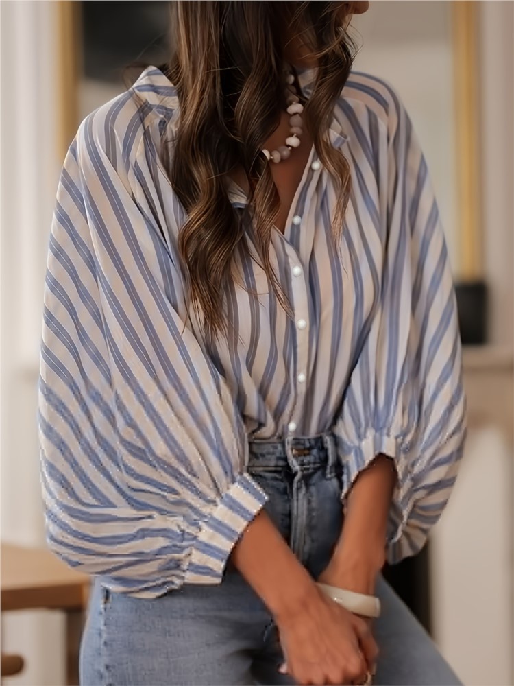 Summer Clothing Holiday - Chemise rayée décontractée pour femme, chemisier