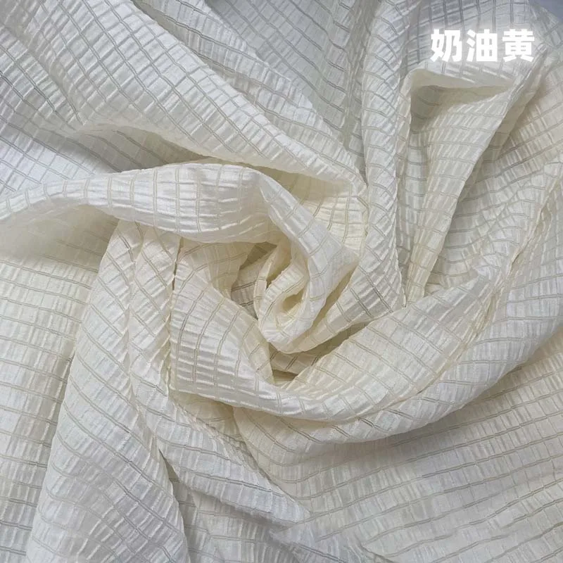 Summer Clothing Material - Tissu à carreaux jaune crème, Textile