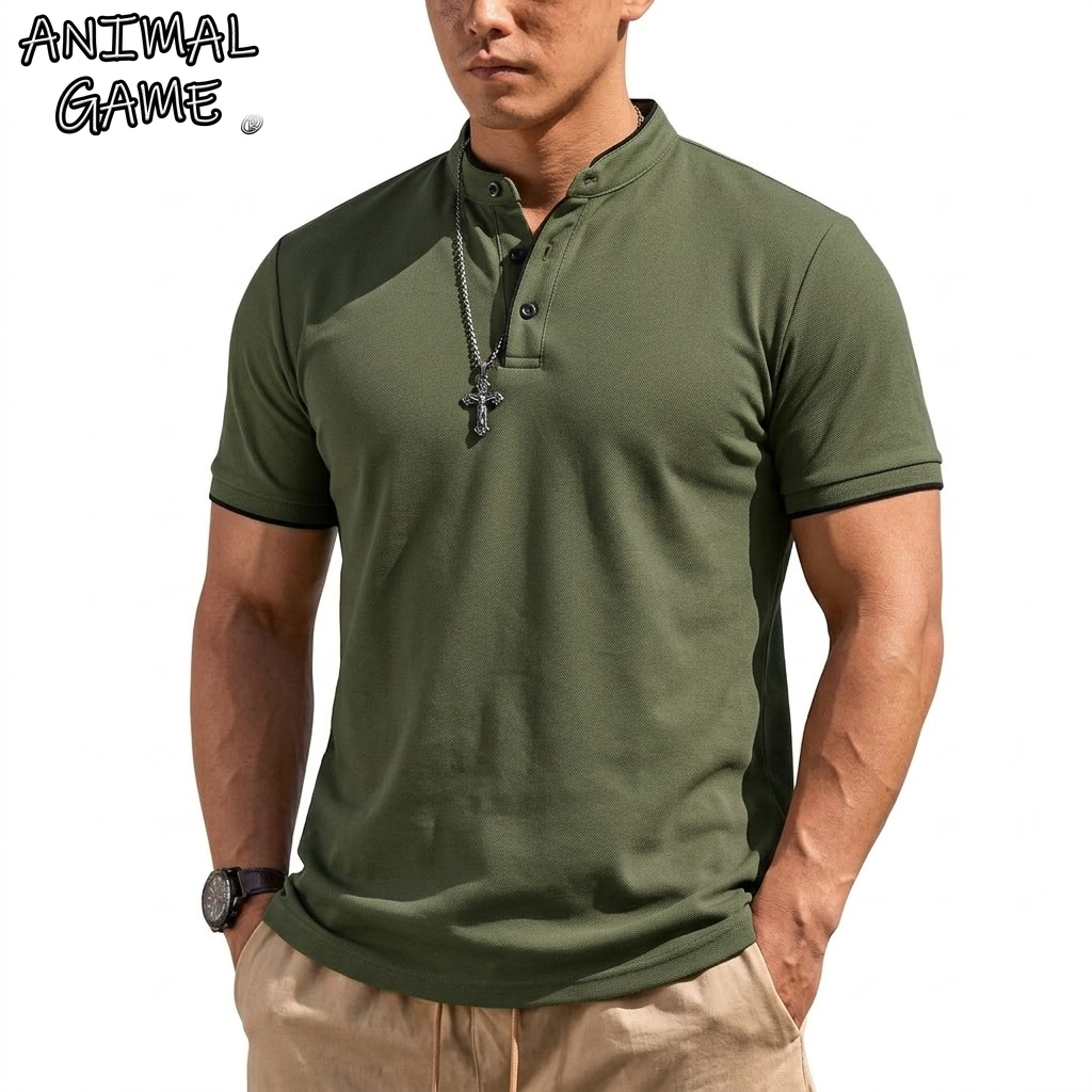 Summer Clothing Types - Chemise Henley à manches courtes pour