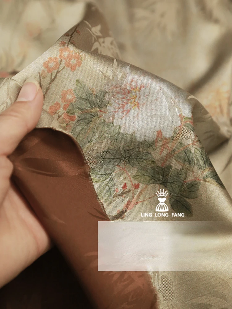 Summer Clothing Material - Tissu Jacquard en Satin Imprimé pour