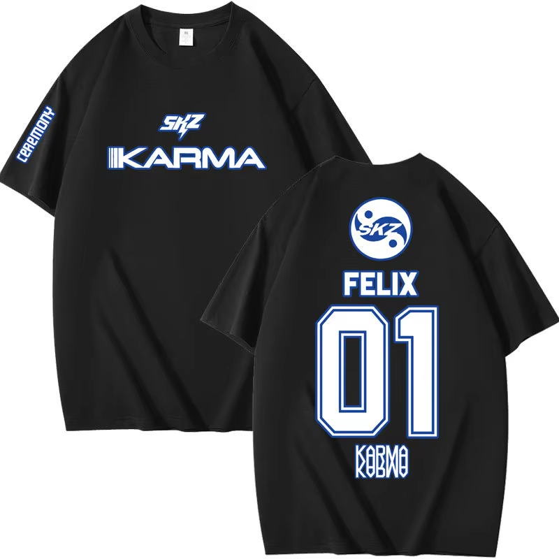 Summer Clothing Aesthetic - Populaire Kpop KARMA T-shirt à manches