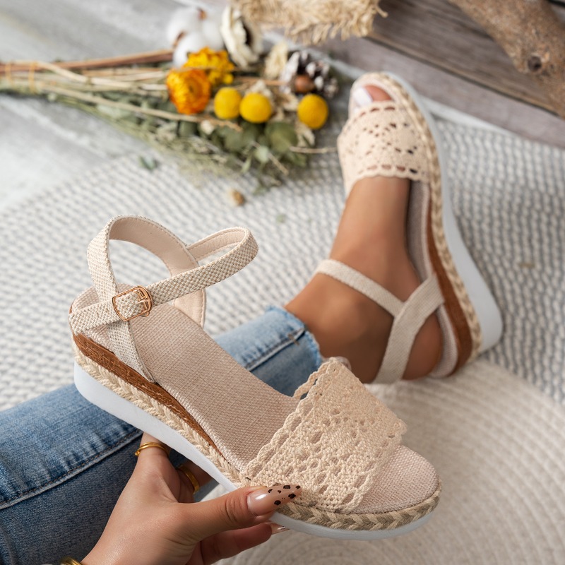 Sandales compensées en dentell - Espadrille Sandal Women avis et prix