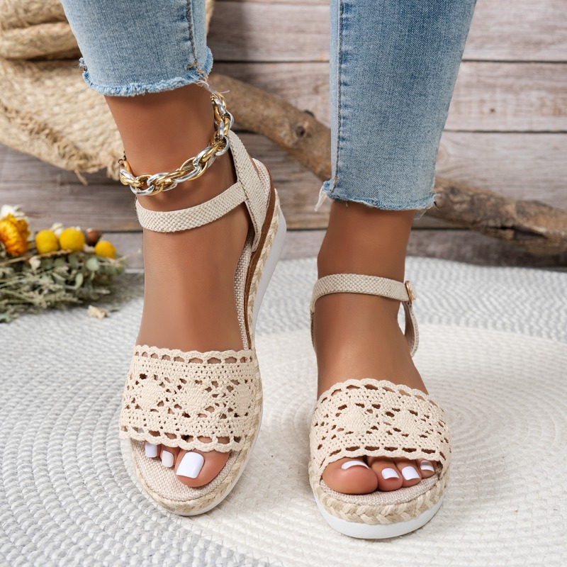 Sandales compensées en dentell - Espadrille Sandal Women avis et prix