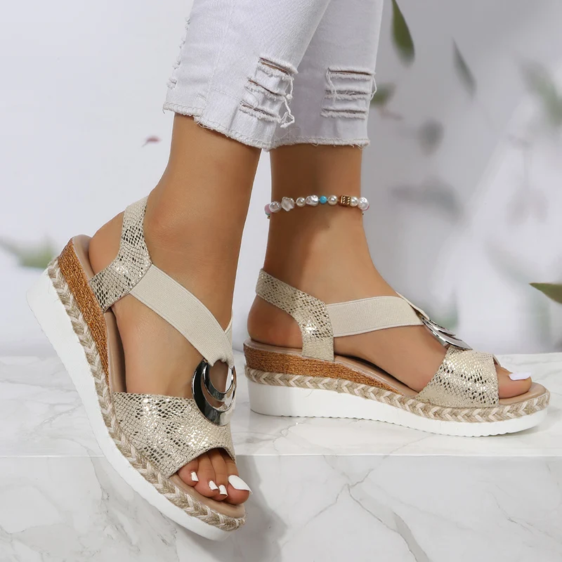 Boucle en métal sandales à tal - Espadrille Sandal Women avis et prix