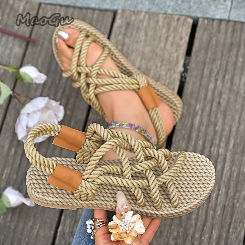 Sandales plates tressées en co - Espadrille Sandal Women avis et prix