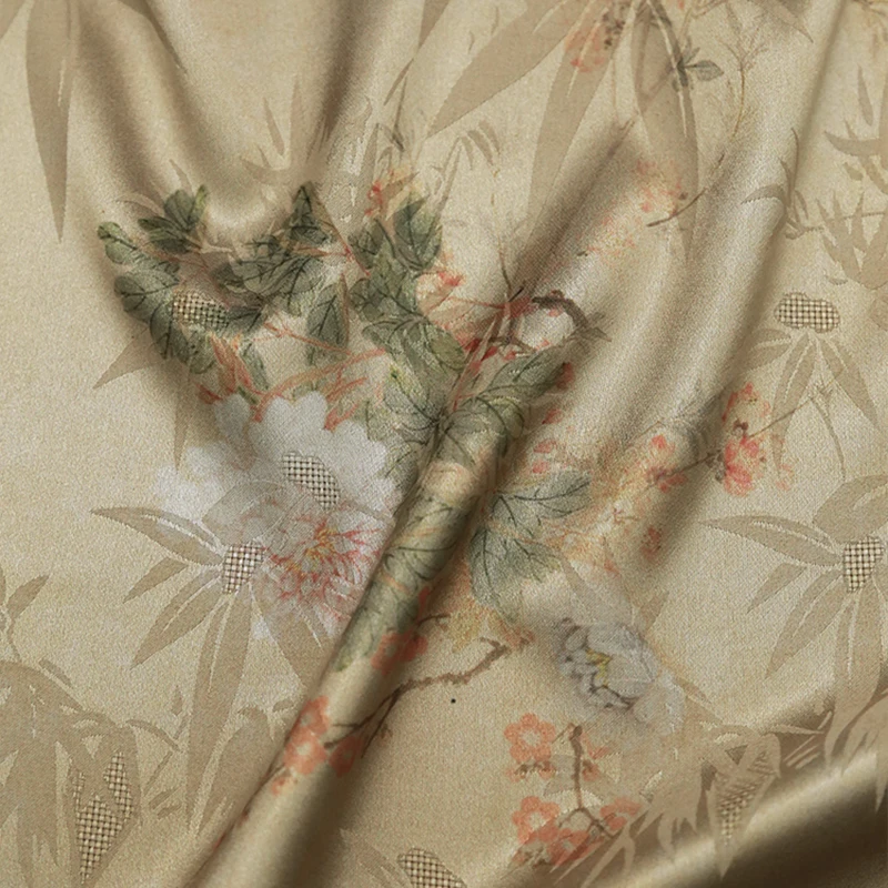 Tissu Jacquard en Satin Imprim - Summer Clothing Material avis et prix