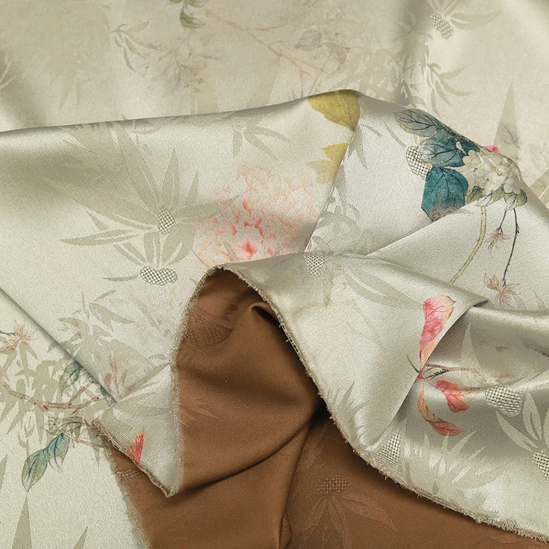 Tissu Jacquard en Satin Imprim - Summer Clothing Material avis et prix