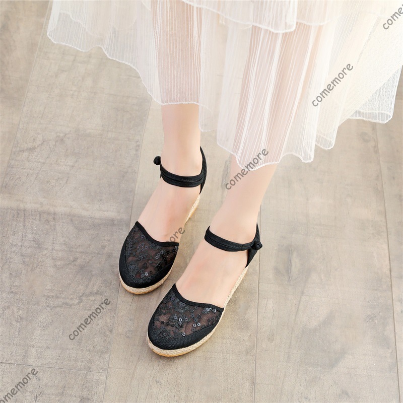 Sandales compensées en dentell - Espadrille Sandal Women avis et prix