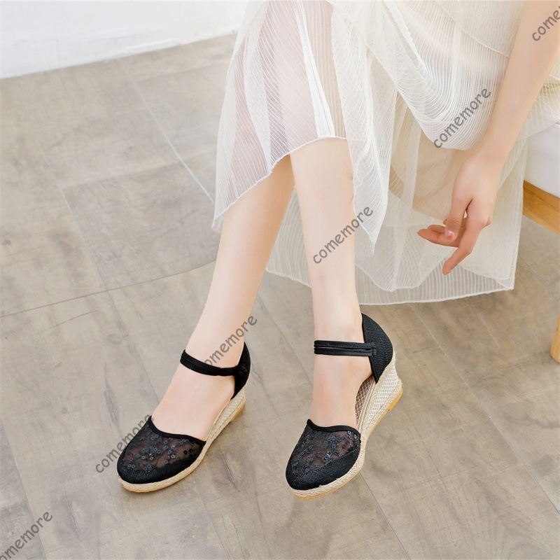 Sandales compensées en dentell - Espadrille Sandal Women avis et prix